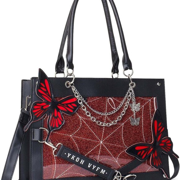 Leather Tote Bag for Women, Goth Glam Satchel Bag Large Top Handle